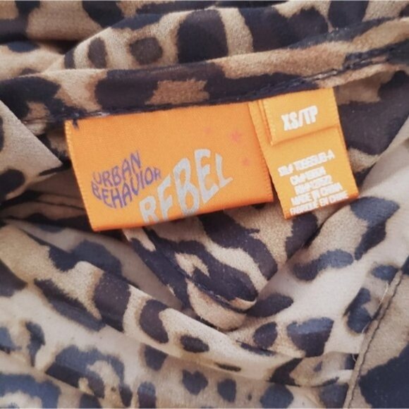 Vintage Y2K REBEL Cheetah Animal Print Tunic Peep Hole Back Sheer Top- XS - Picture 11 of 11